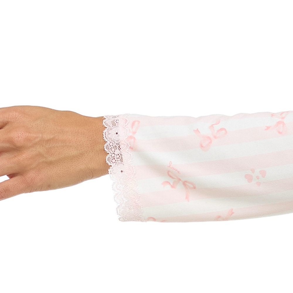 NWT Flora Nikrooz 2-Piece Pink Bows Pajama Set - Picture 9 of 15